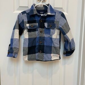 Fleece-lined Plaid Boys Flannel Button Down Shirt/Jacket